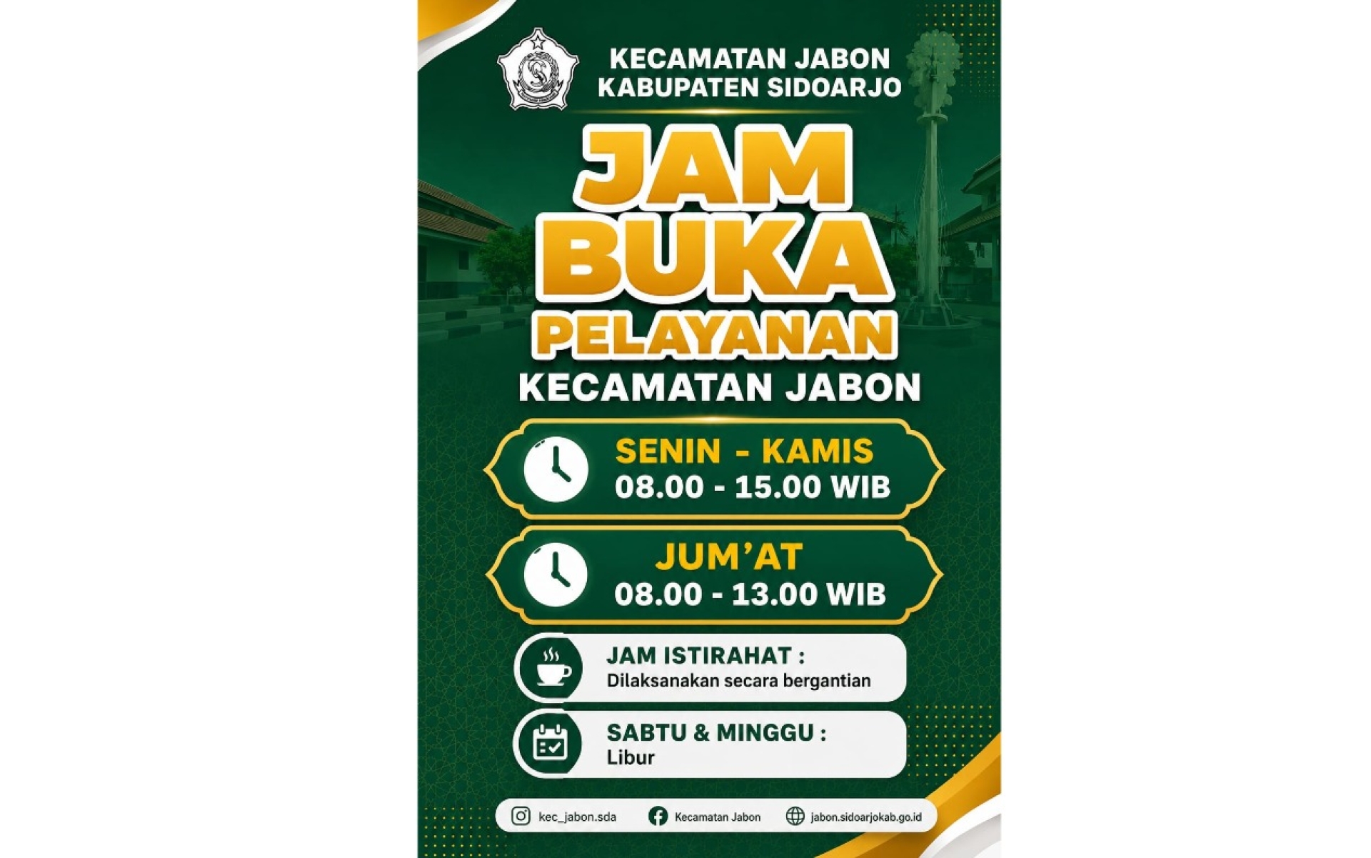 JAM PELAYANAN KECAMATAN JABON